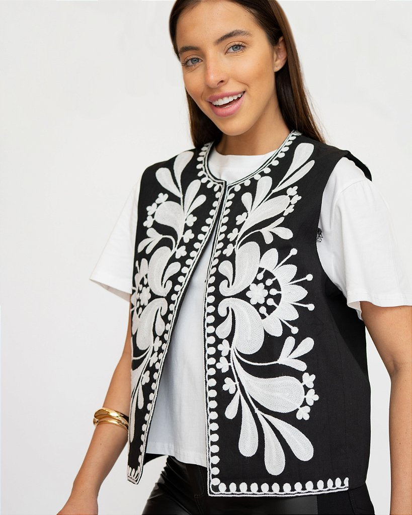 Colete Organic Boho Preto