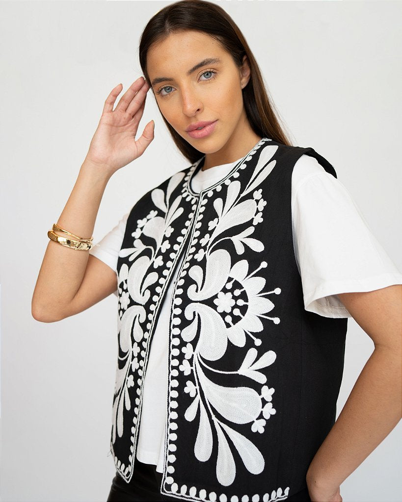 Colete Organic Boho Preto