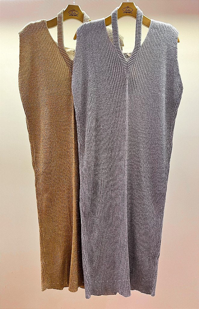 Vestido Tricot Shine Dourado
