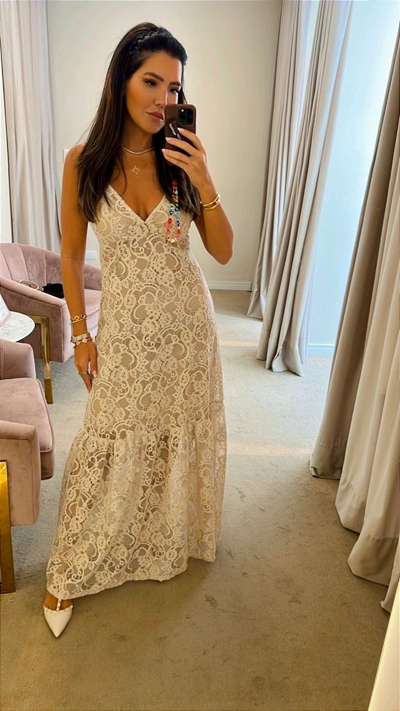 Vestido Renda Siena Bege