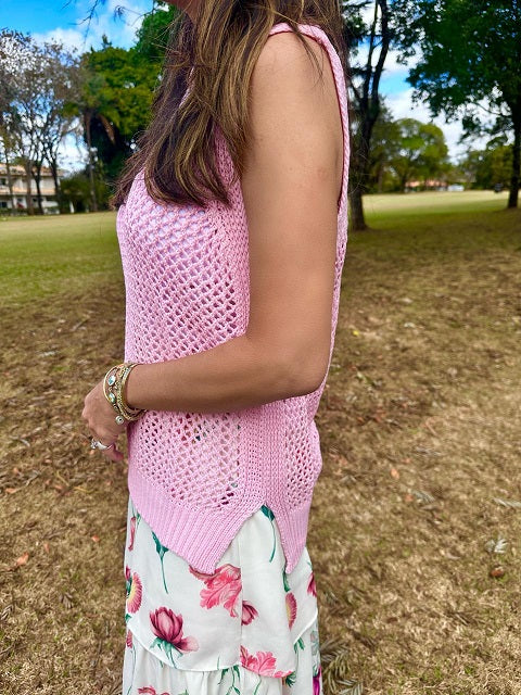 Blusa Tricot Artesana Rosa