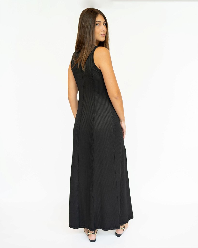 Vestido Malha Canelada Hailey Preto