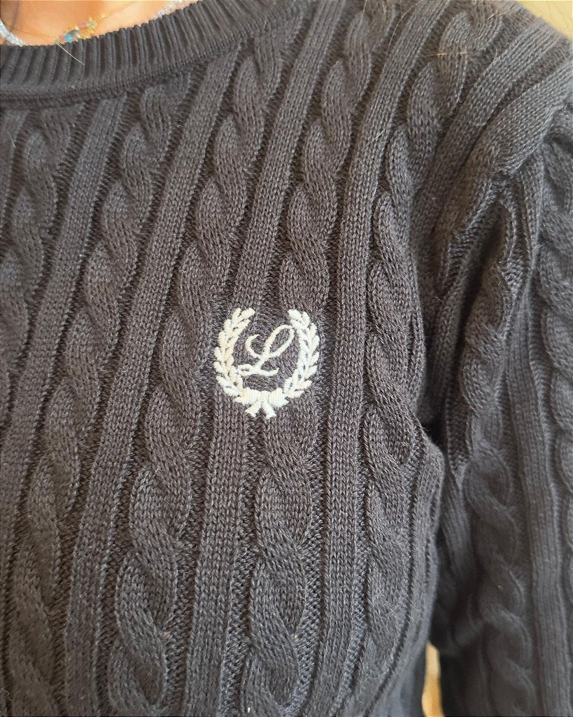 Blusa Tricot Trança Lauren Preta