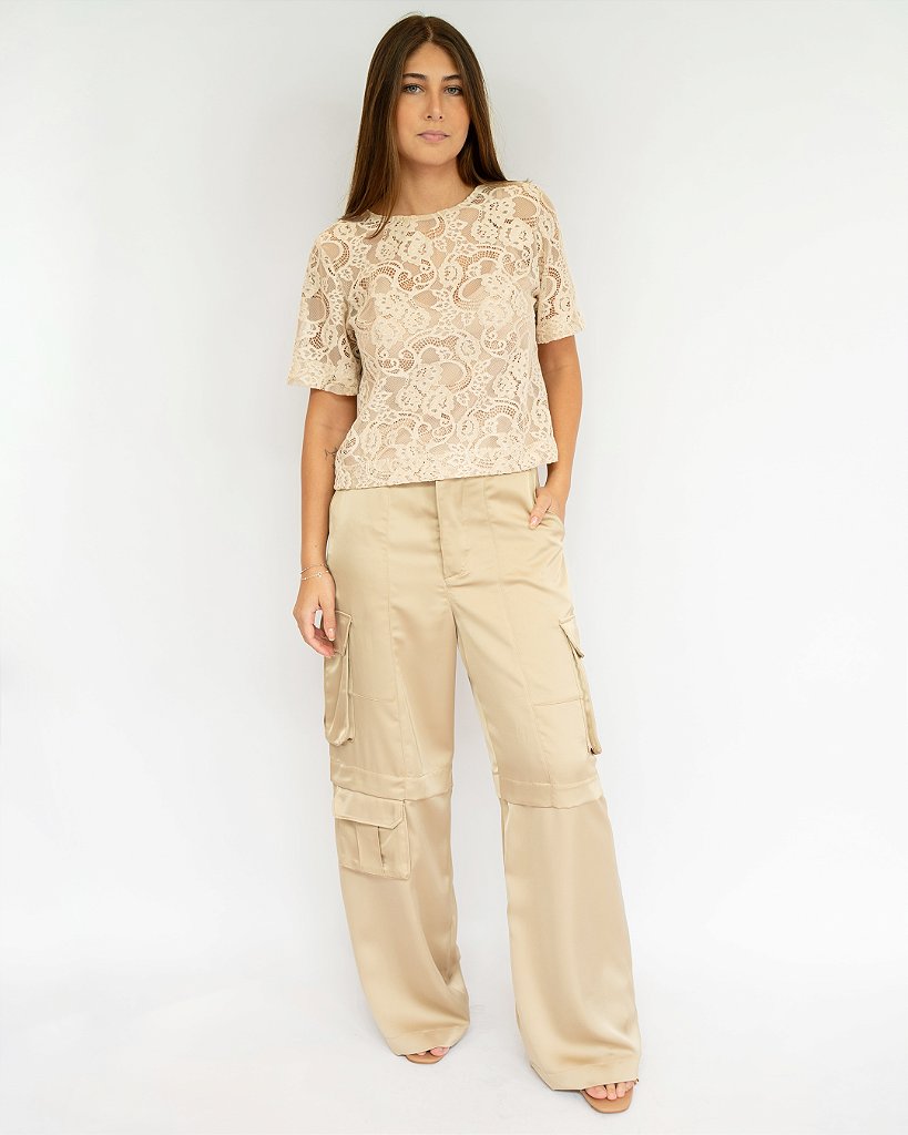 Blusa renda Siena Bege