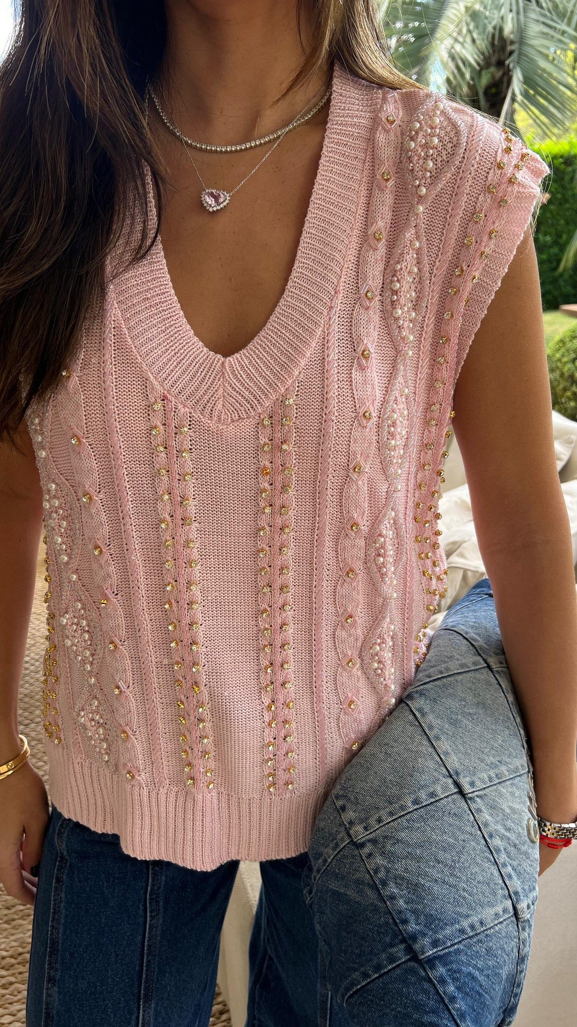 Colete Tricot Fancy Rosa