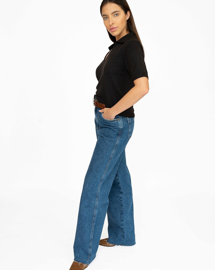 Blusa Tricot Polo Clean Preta
