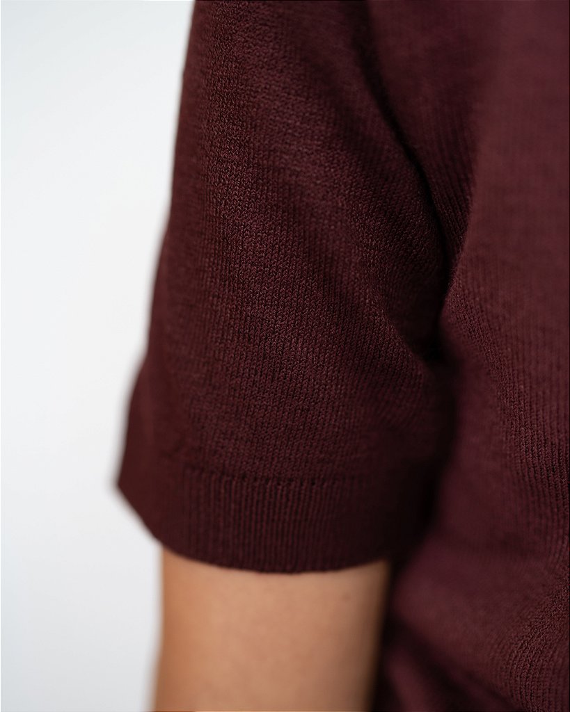 Blusa Tricot Polo Clean Vinho