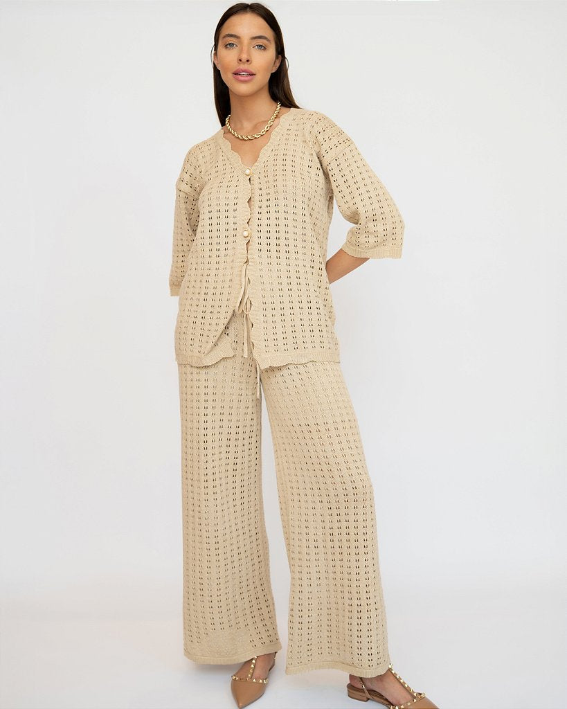 Conjunto Tricot Bergdorf Bege