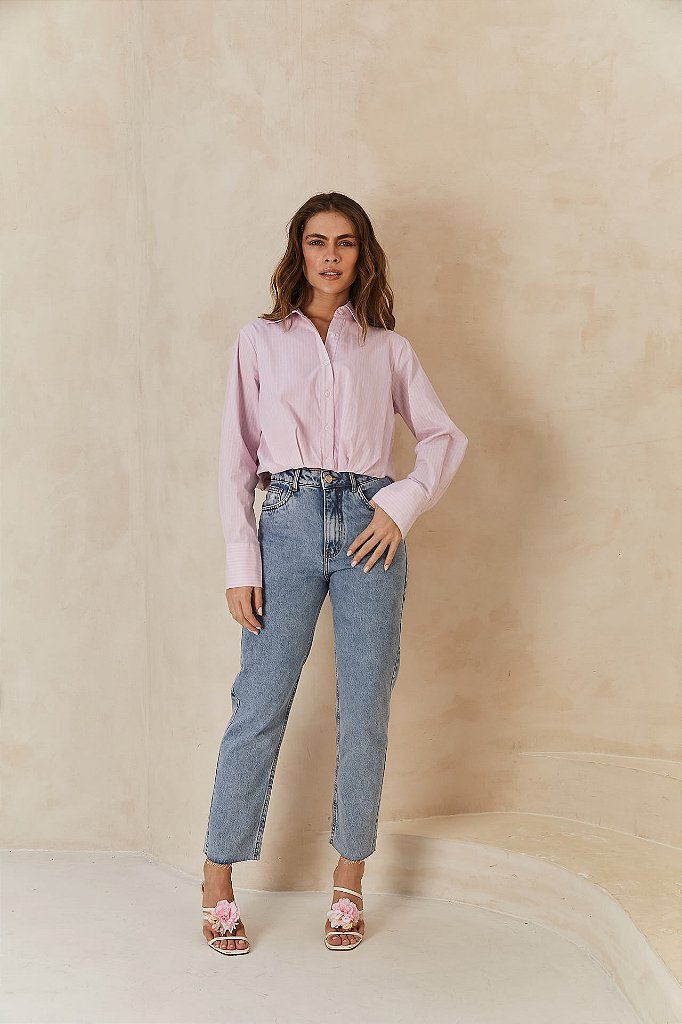 Camisa tricoline Fefe Rosa