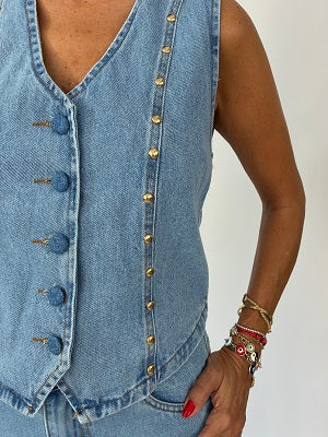 Colete Jeans Tachinhas