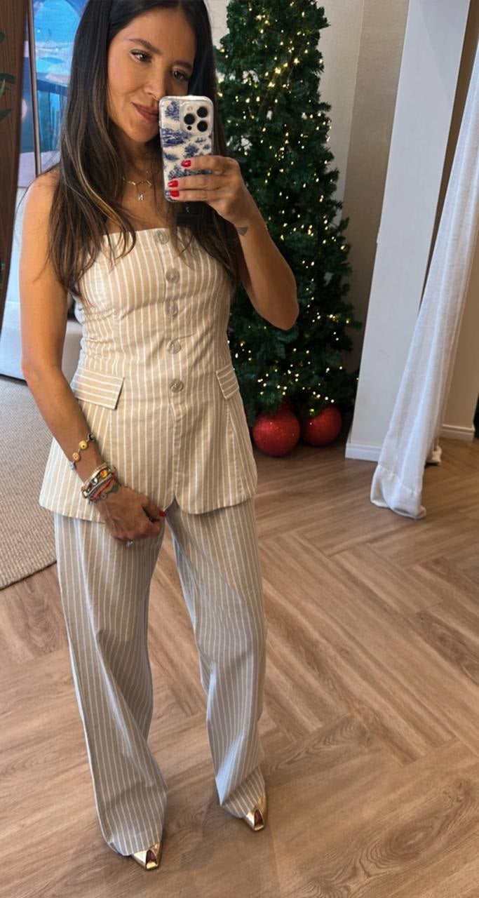 Calça Listra Bege Carol