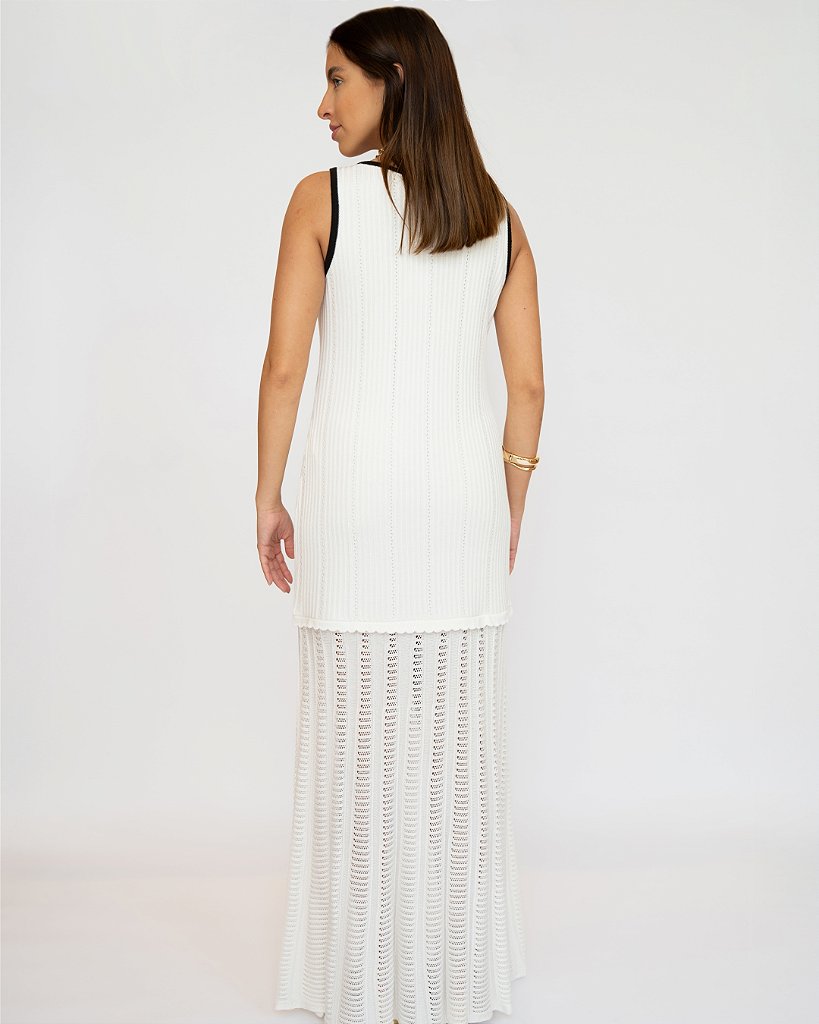 Vestido Tricot Gabrielle Preto & Off White