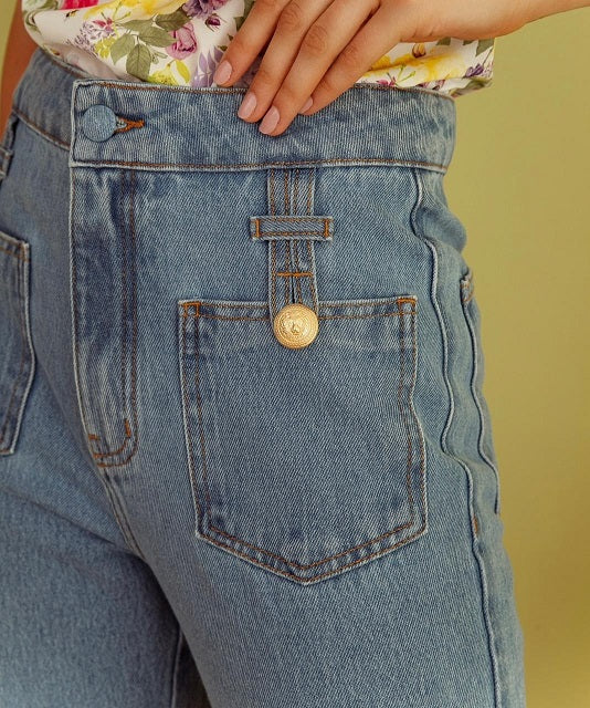 Calça Denim Clara Navy