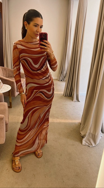 Vestido Tule Berry Marron