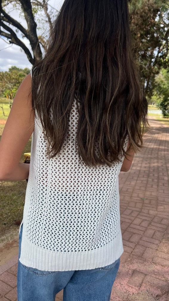 Blusa Tricot Artesana Off White