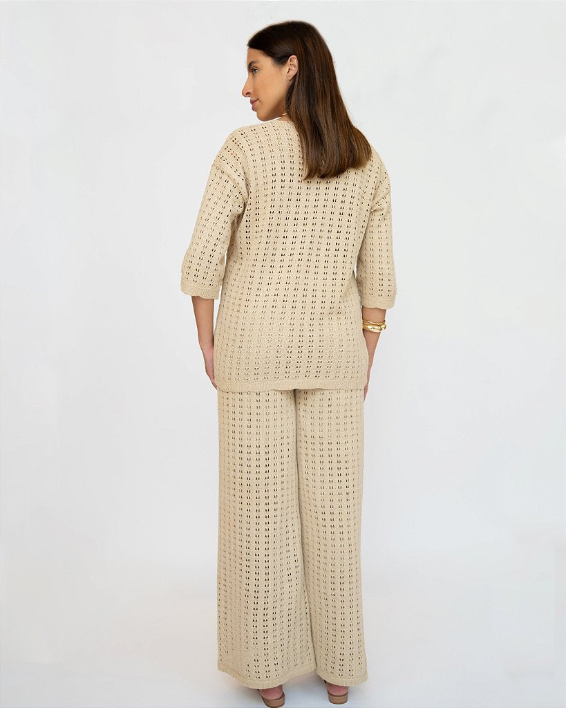 Conjunto Tricot Bergdorf Bege