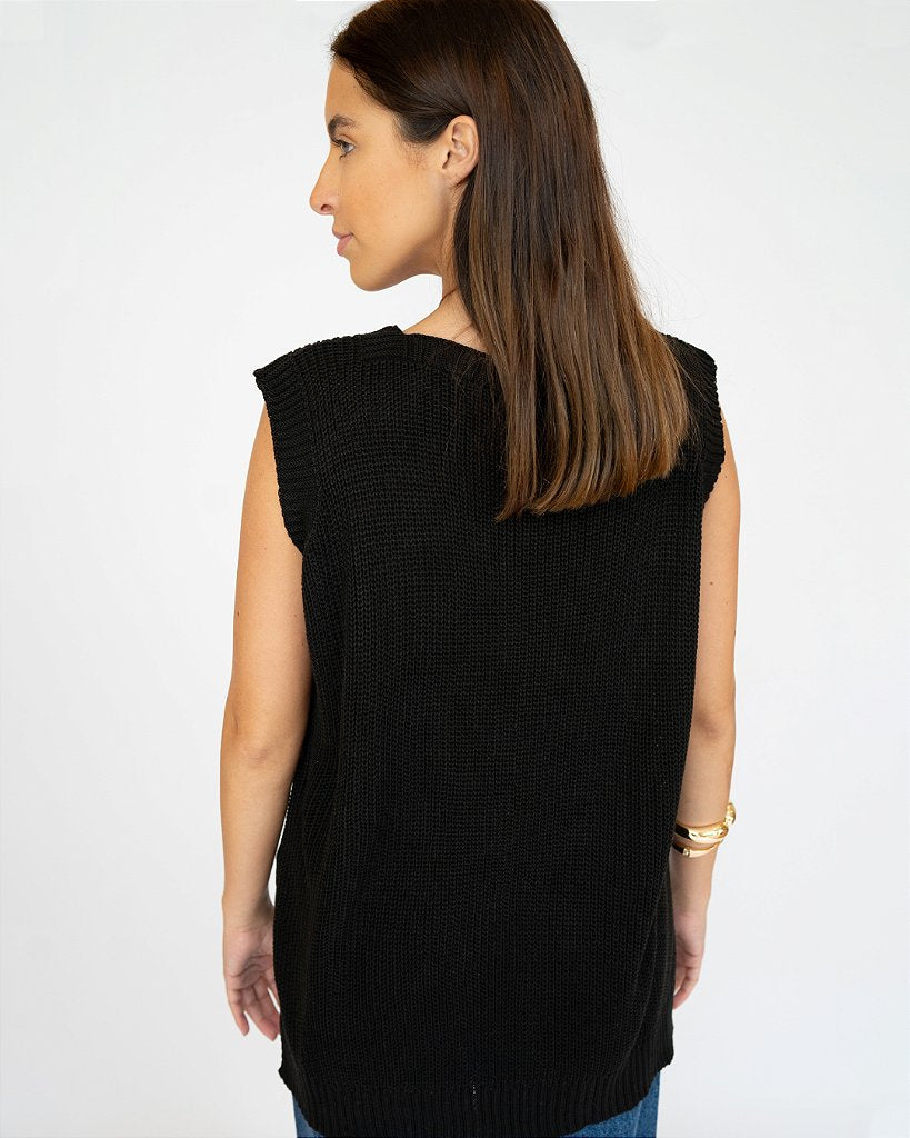 Colete Tricot Mia Preto