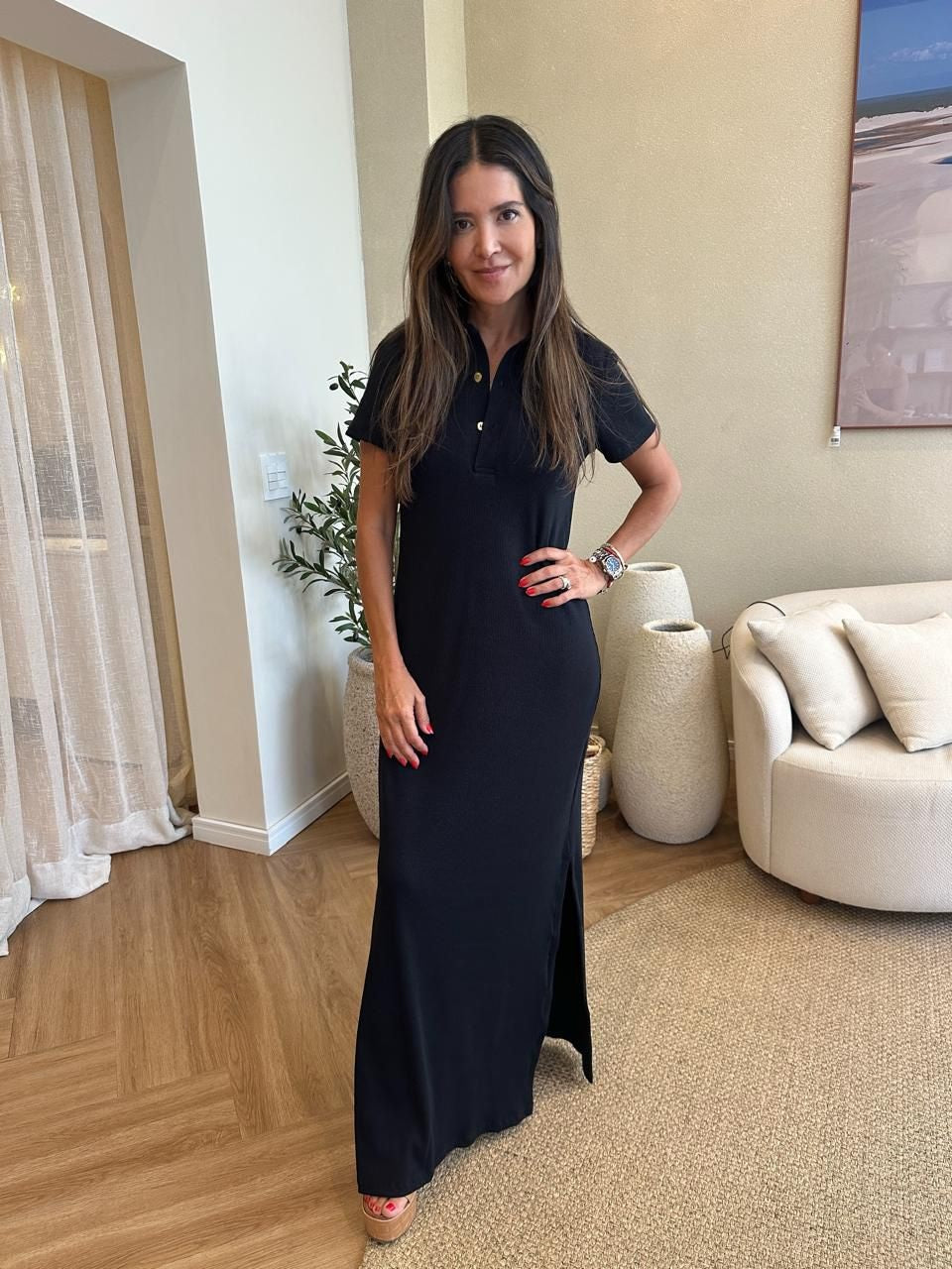 Vestido Polinho Brasão Preto