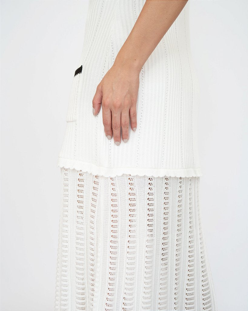 Vestido Tricot Gabrielle Preto & Off White