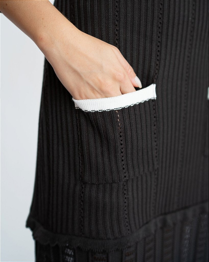 Vestido Tricot Gabrielle Preto e Branco