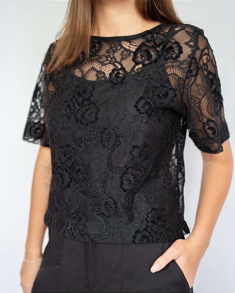 Blusa renda Siena Preta