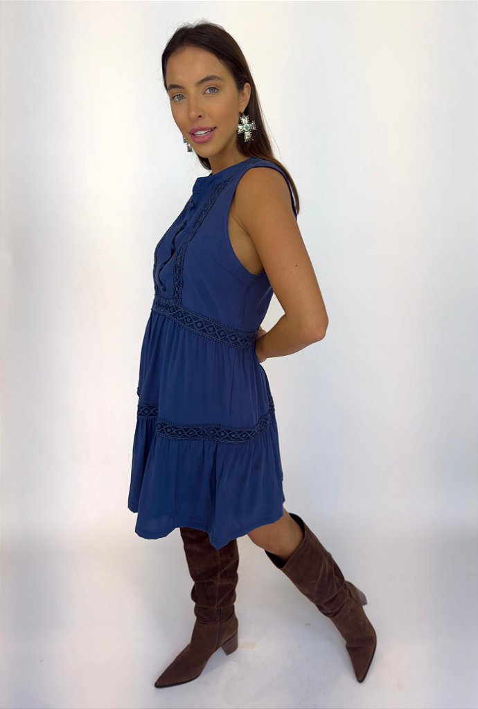 Vestido tencel Lace Marinho