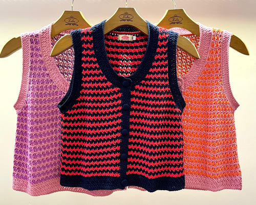 Blusa tricot listrada ROSA FUCSIA