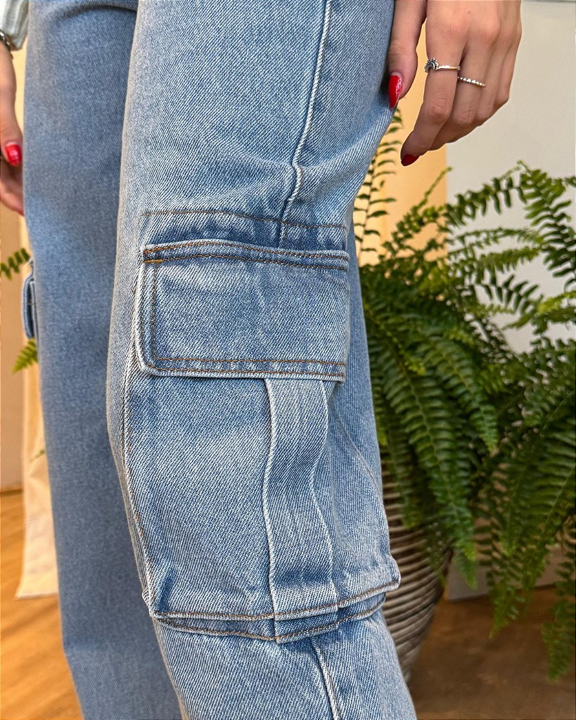 Calça Jeans Cargo