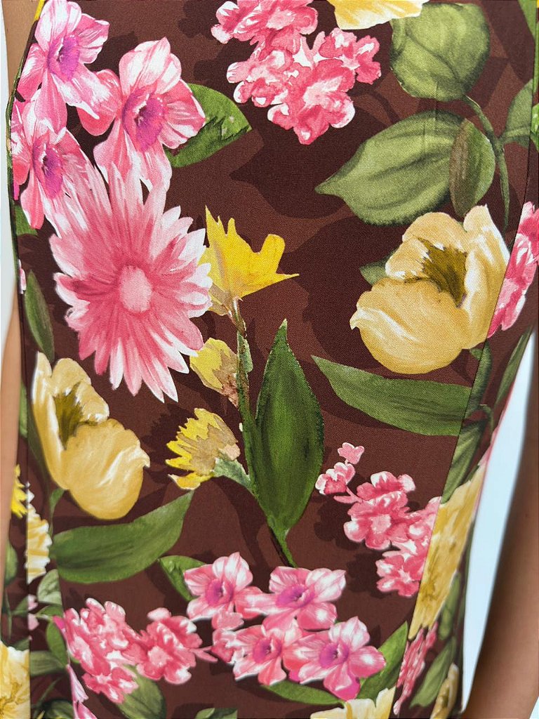 Vestido Floral Natalie Marrom