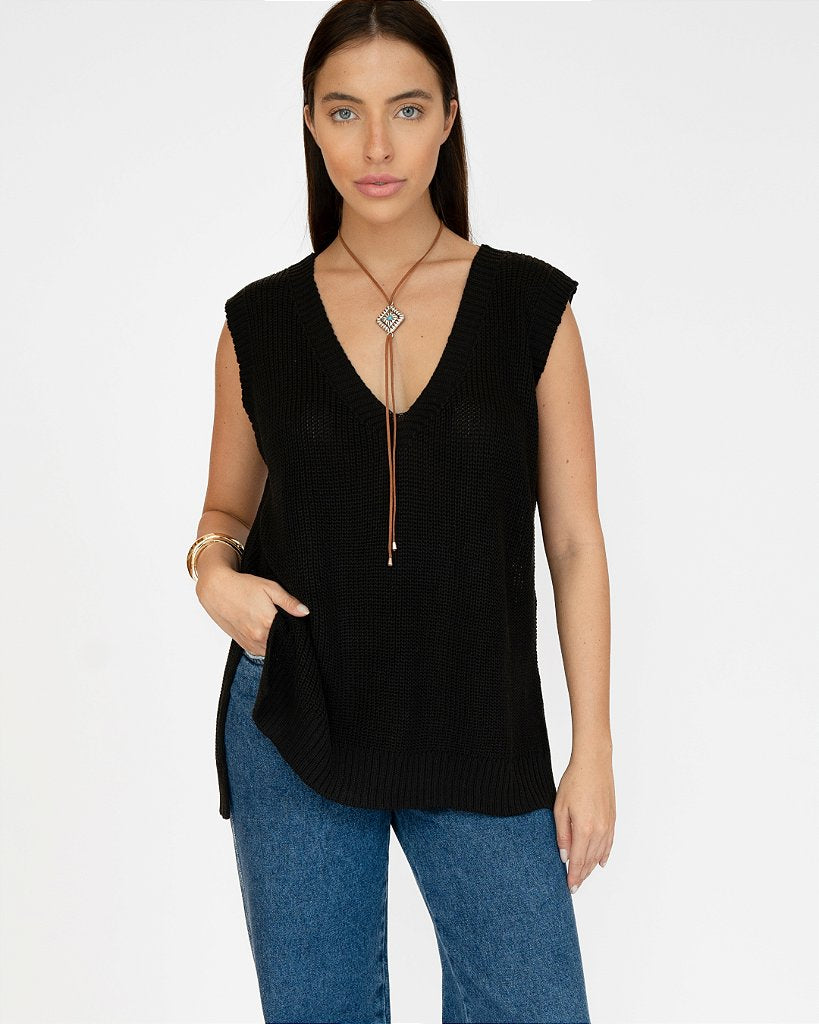Colete Tricot Mia Preto