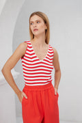 Regata tricot Stripes VERMELHO