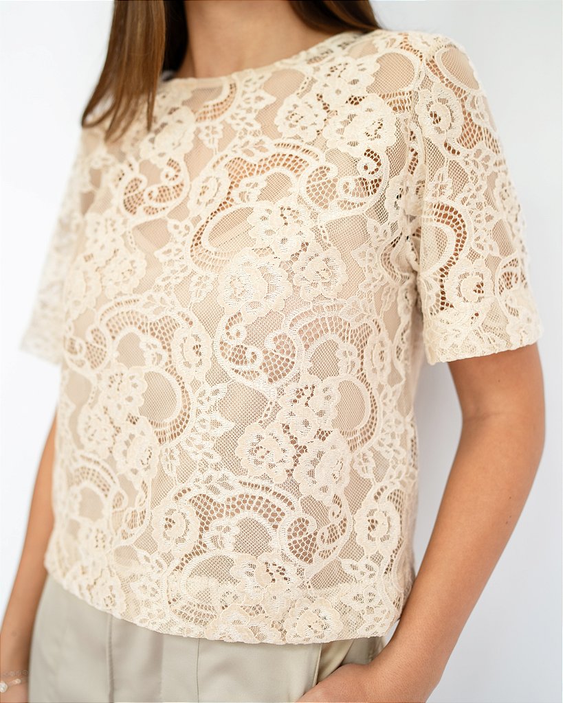 Blusa renda Siena Bege