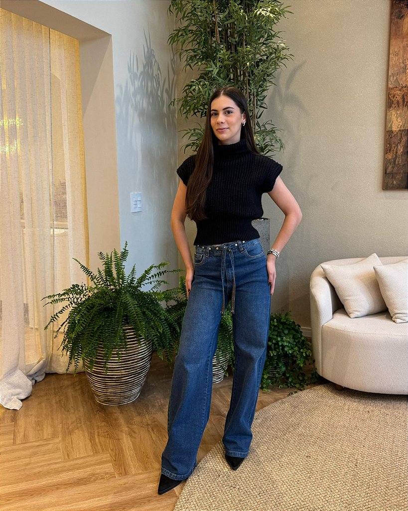 Calça Jeans Faixa Rebitada