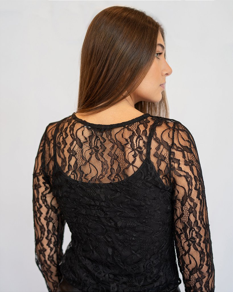 Blusa Renda Tereza Preta