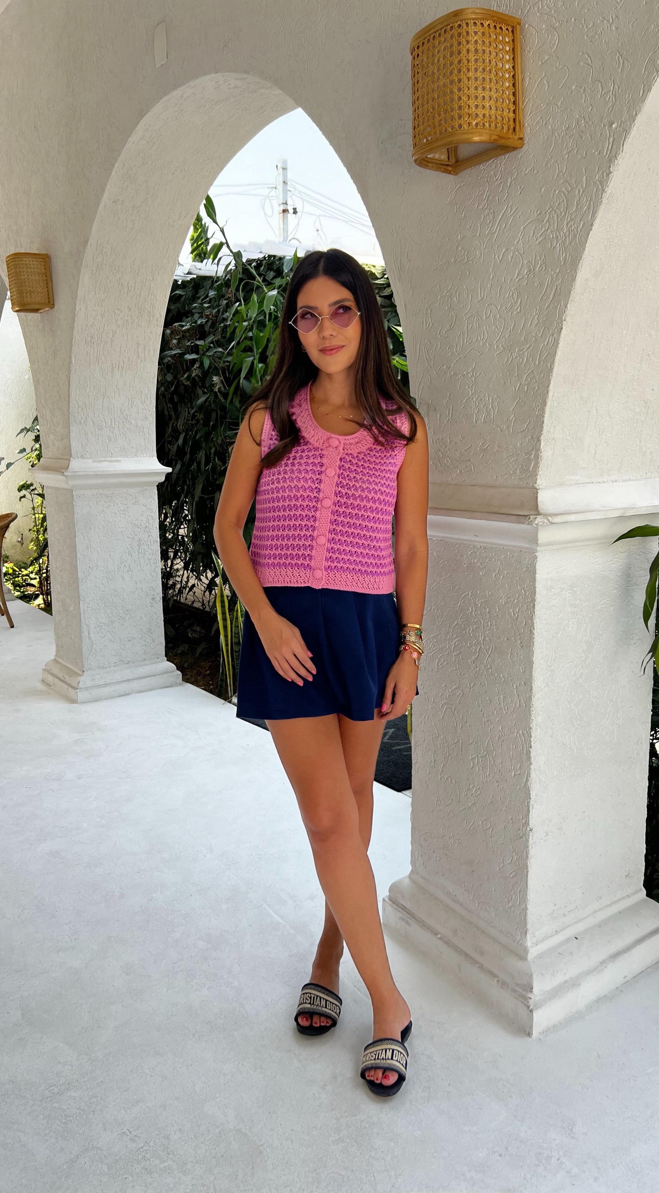 Blusa tricot listrada ROSA FUCSIA