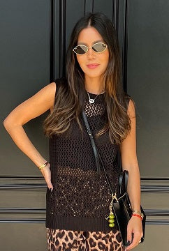 Blusa Tricot Artesana Preto
