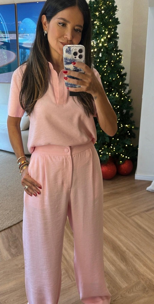 Blusa Alfaiataria Polo Rosa