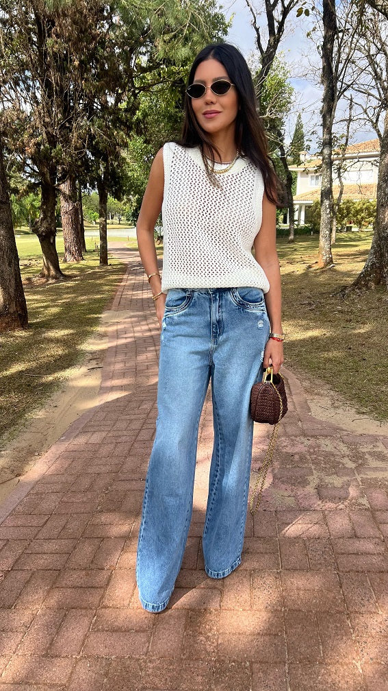 Blusa Tricot Artesana Off White