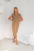 Vestido Tricot Shine Dourado