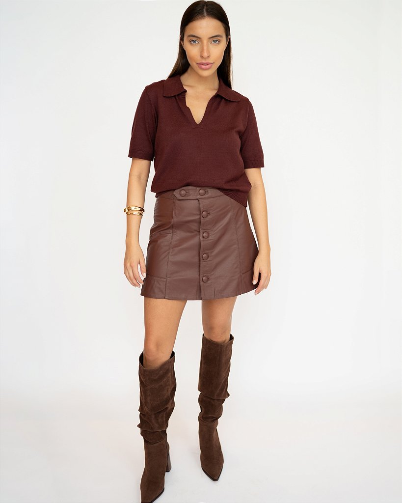 Blusa Tricot Polo Clean Vinho