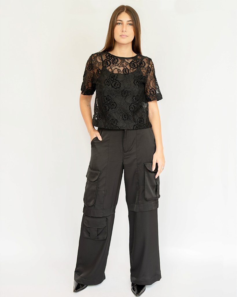 Blusa renda Siena Preta