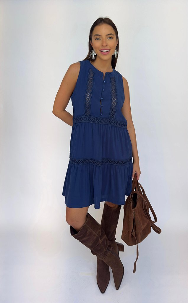 Vestido tencel Lace Marinho