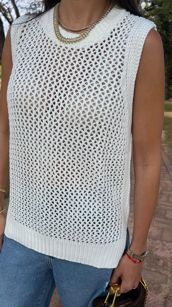 Blusa Tricot Artesana Off White