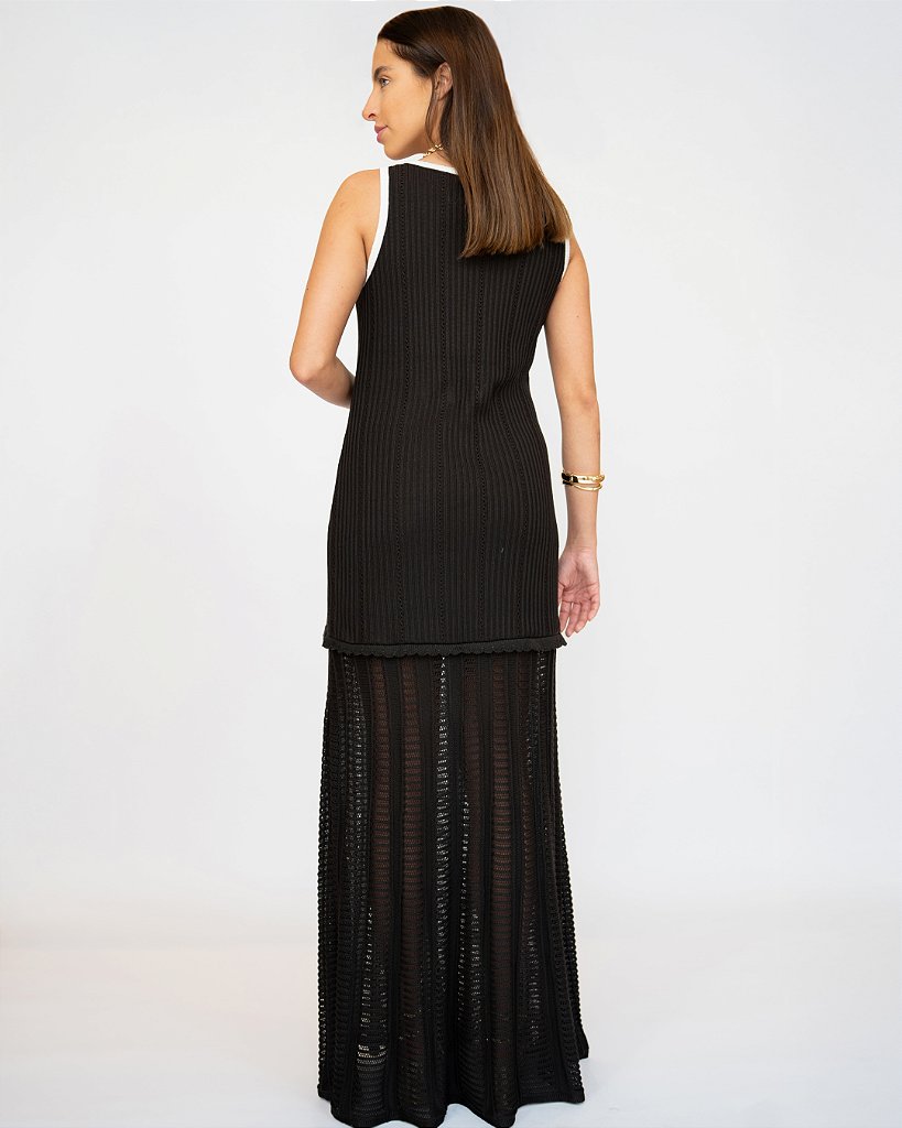 Vestido Tricot Gabrielle Preto e Branco