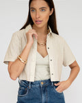 Camisa Cropped Furadinha Creme