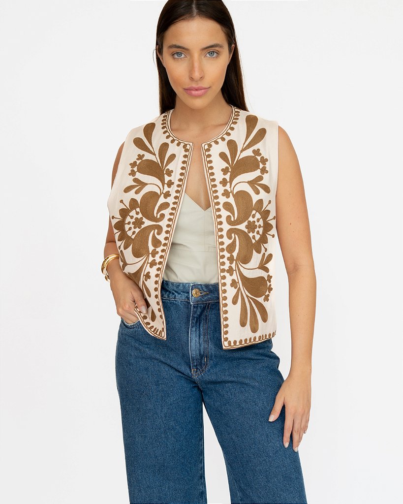 Colete Organic Boho Marrom